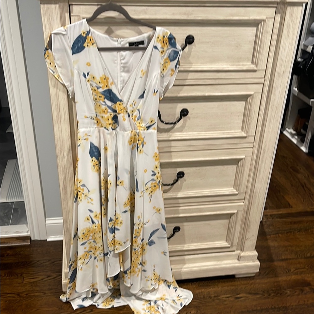 Floral Maxi Dress with Yellow and Blue Accents